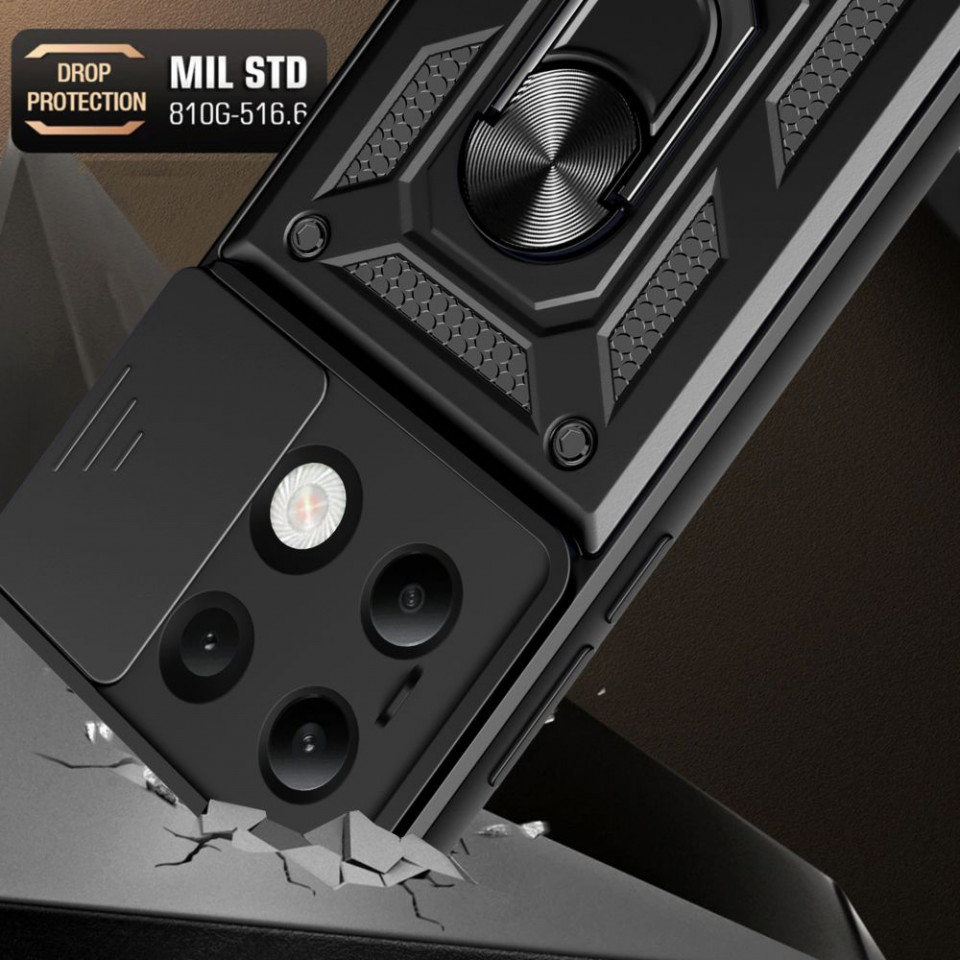 Husa Xiaomi Redmi Note 13 4G cu inel magnetic si protectie camera Skyddar CamShield - Negru - 3 | YEO
