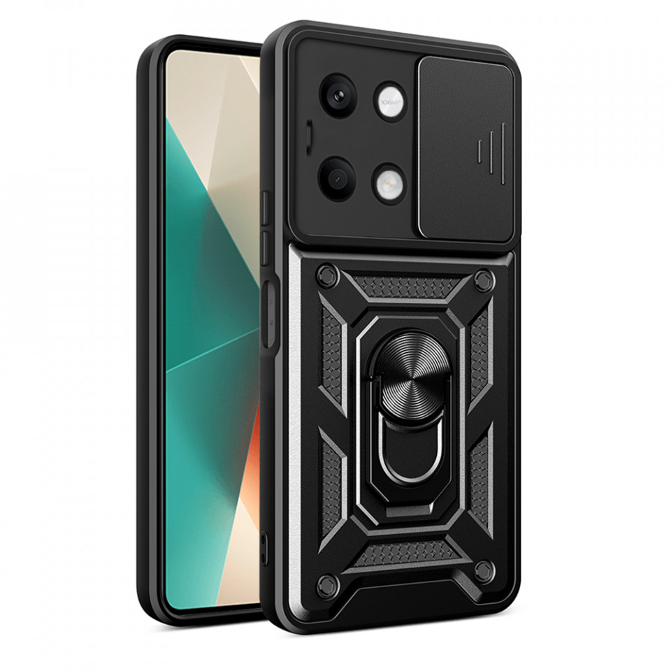 Husa Xiaomi Redmi Note 13 cu inel magnetic, Skyddar CamShield - Negru