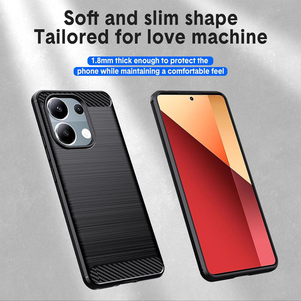 Husa Xiaomi Redmi Note 13 Pro 4G / Poco M6 Pro 4G din silicon, Slim, cu textură Fibra Carbon - Negru - 2 | YEO