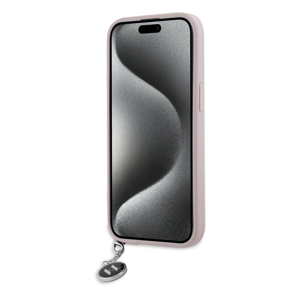 Huse pentru iPhone 15, Karl Lagerfeld, Saffiano Rhinestones&Charm, Roz - 2 | YEO