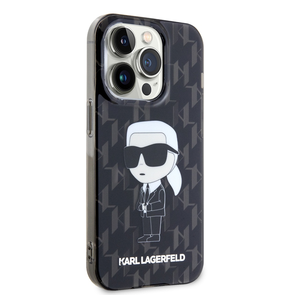 Huse pentru iPhone 15 Pro Max, Karl Lagerfeld, Hardcase Monogram, Negru - 3 | YEO
