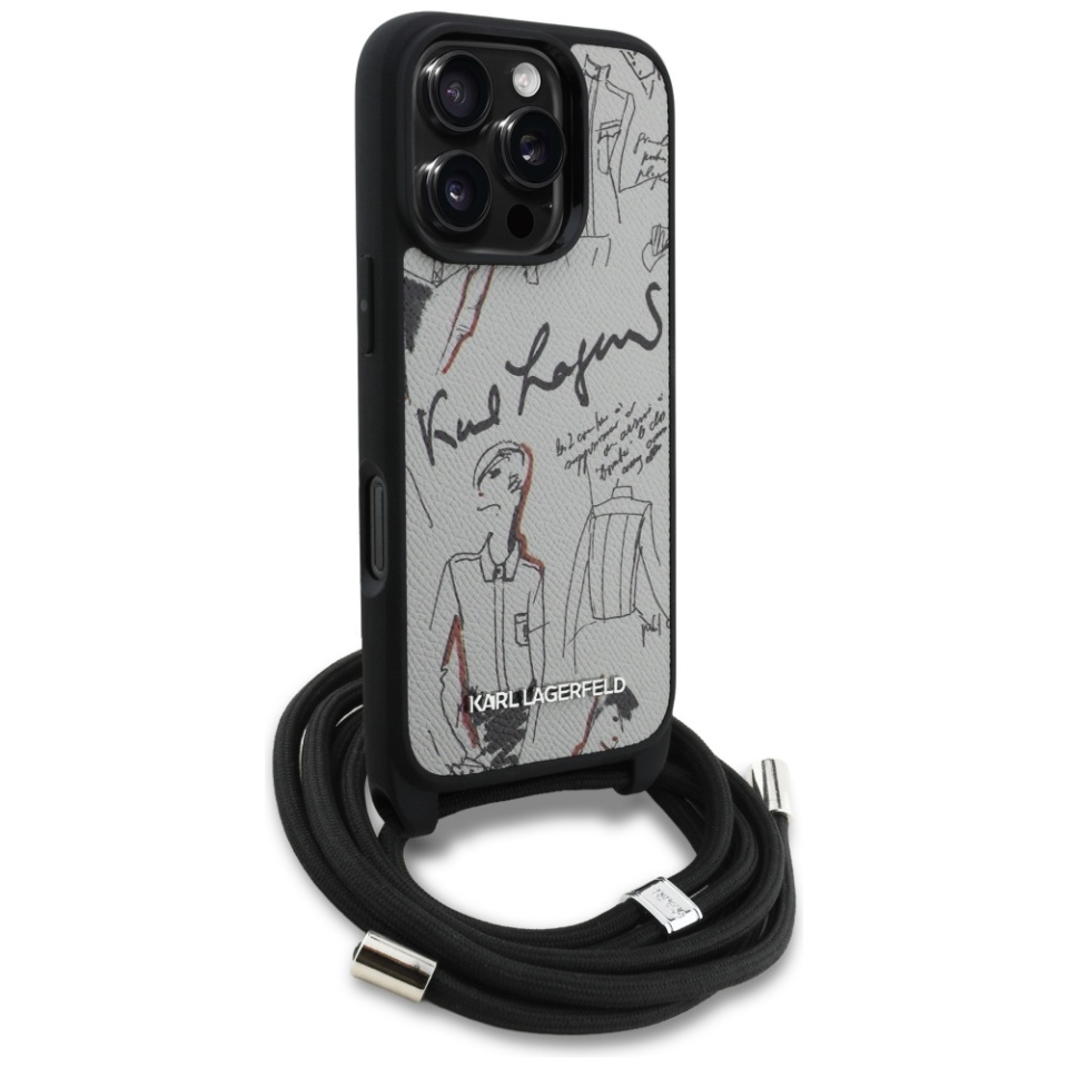 Huse pentru iPhone 16 Pro Max, Karl Lagerfeld, Saffiano Crossbody, Alb - 1 | YEO