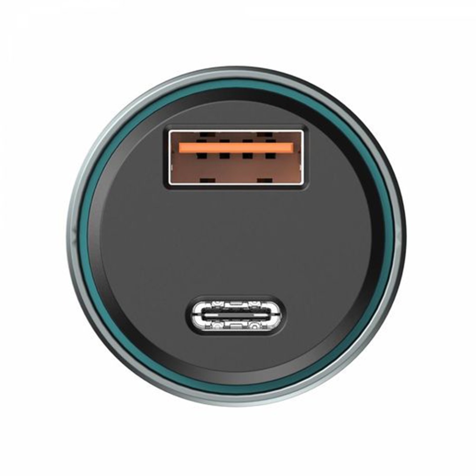 Incarcator Auto 45W, 1x Type-C, 1x USB-A, design transparent, Havit CC2017, Negru/Albastru - 1 | YEO