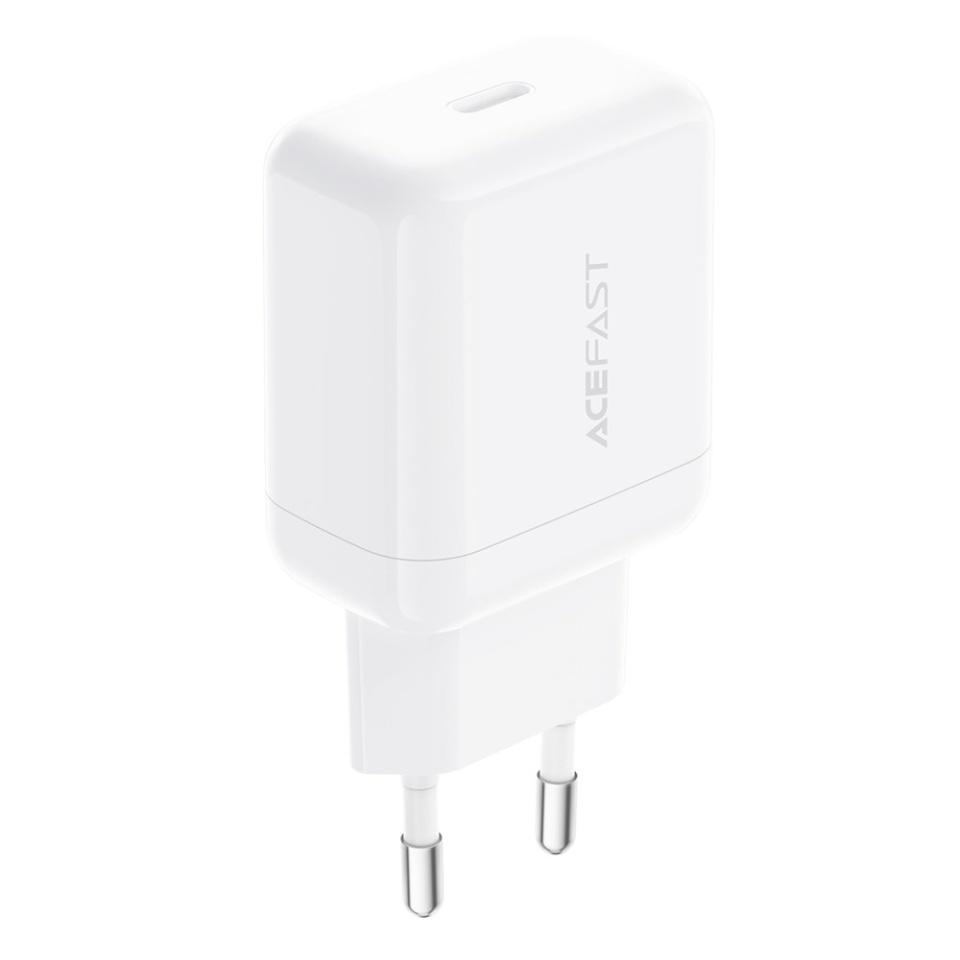 Incarcator Priza 20W, 1x Type-C, Tehnologie GaN, PD Fast Charging, Design Compact, Acefast A130, Alb