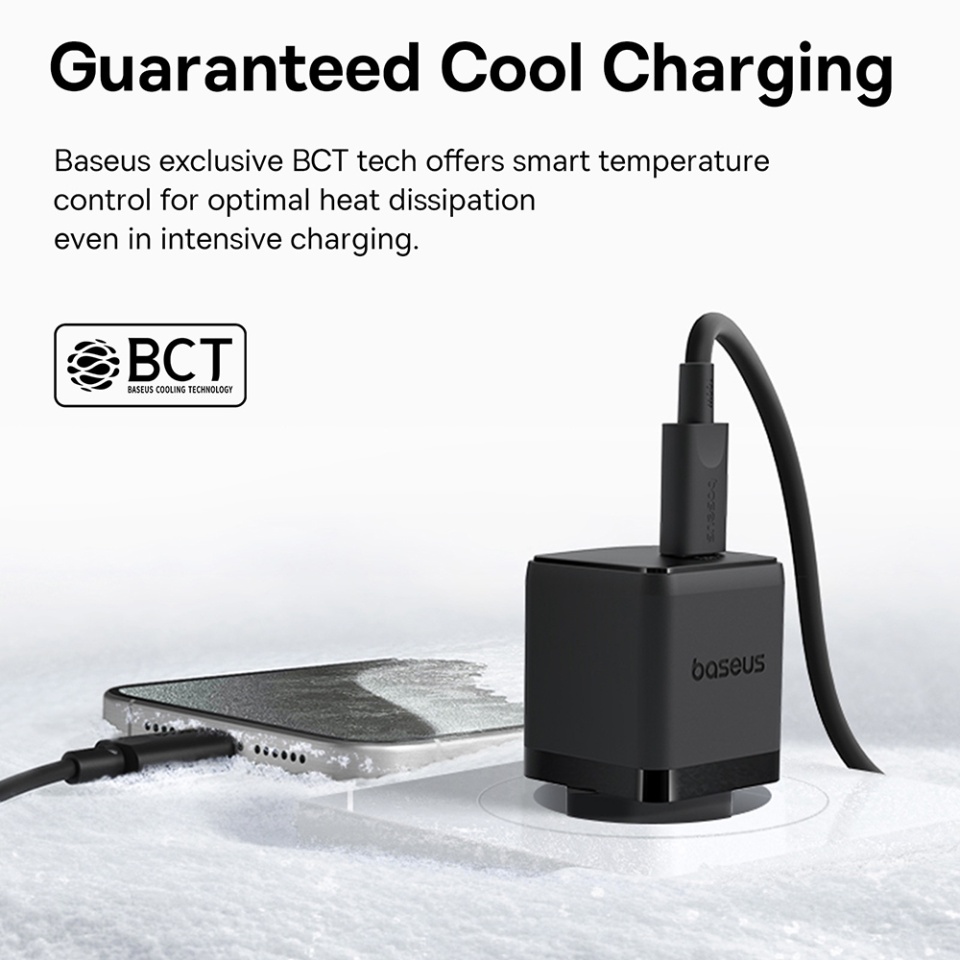 Incarcator Priza, Baseus,Type-C Cablu Inclus, Fast Charge, 30W, 5V/3.0A, 1m, Palm 5213, Negru - 3 | YEO