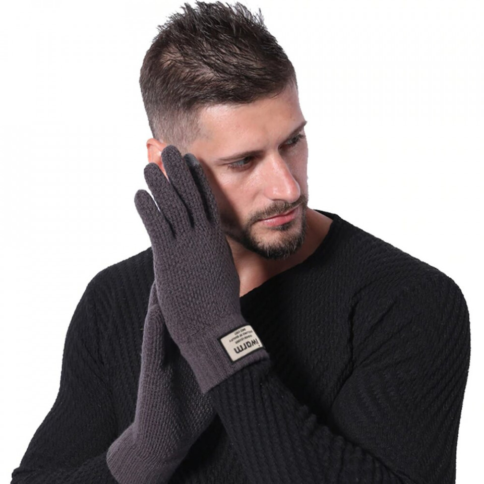 Manusi Tocuhscreen din lana, unisex, iWarm ST0007 - Gri - 1 | YEO