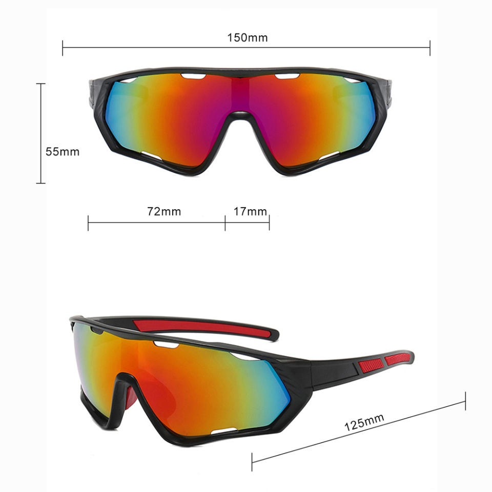 Ochelari de Ciclism și Activități Sportive Outdoor, cu Ramă și Lentile PC, Unisex 9330 - Negru Albastru - 3 | YEO