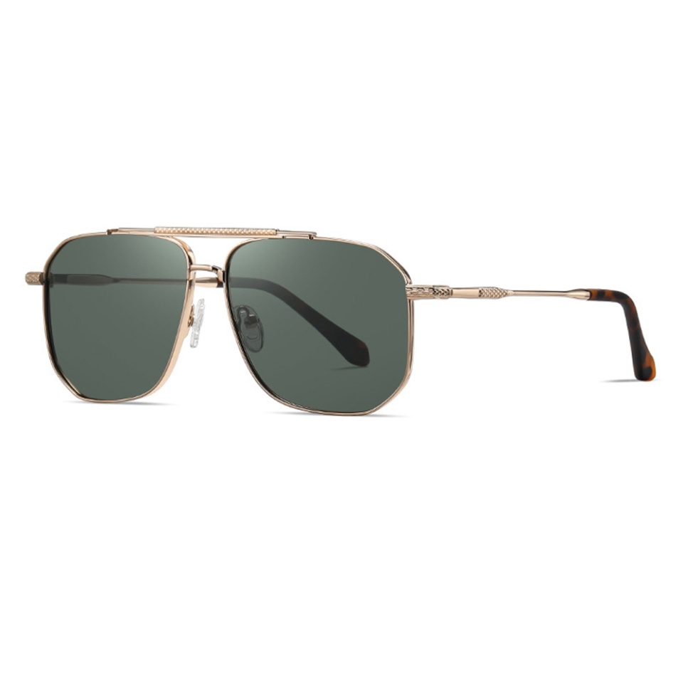 Ochelari de soare barbati, Aviator, Polarizati, Skyddar 8538, Verde;auriu