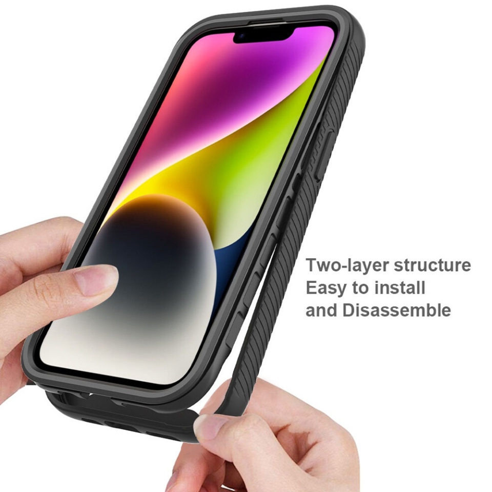 [Pachet 360°] Husa + Folie iPhone 15 Plus anti soc, Techsuit Defense - Negru - 3 | YEO