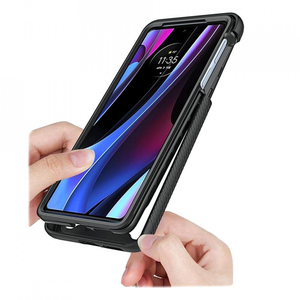 [Pachet 360°] Husa + Folie Motorola Edge 30 Pro, Techsuit Defense - Negru - 3 | YEO