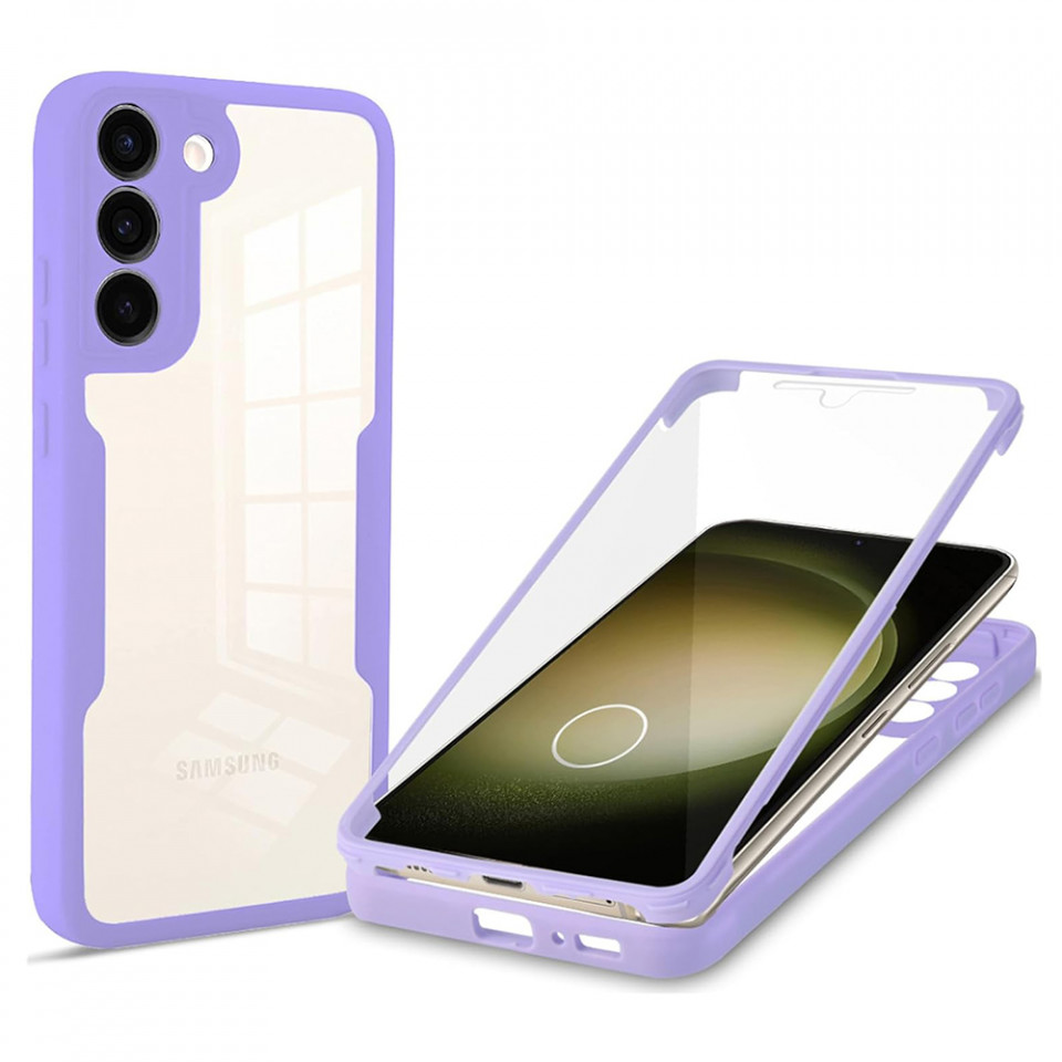 [Pachet 360°] Husa + Folie pentru Samsung Galaxy S23 Plus, SKDR ColorShield 360° - Mov