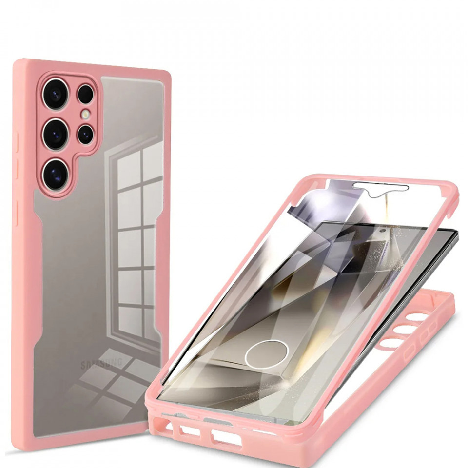 [Pachet 360°] Husa + Folie pentru Samsung Galaxy S24 Ultra, SKDR ColorShield 360° - Roz