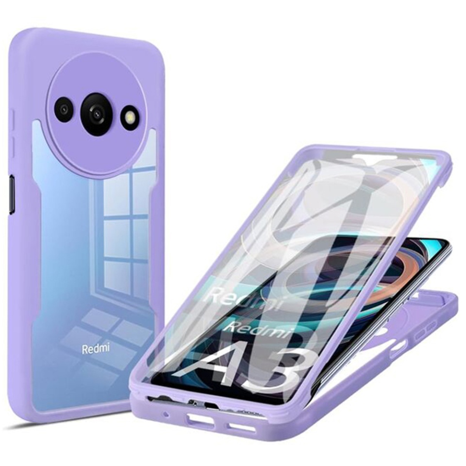 [Pachet 360°] Husa + Folie pentru Xiaomi Redmi A3, SKDR ColorShield 360° - Mov