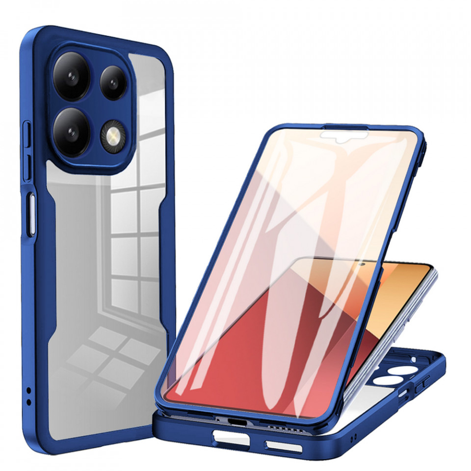[Pachet 360°] Husa + Folie pentru Xiaomi Redmi Note 13 4G, SKDR ColorShield 360° - Albastru