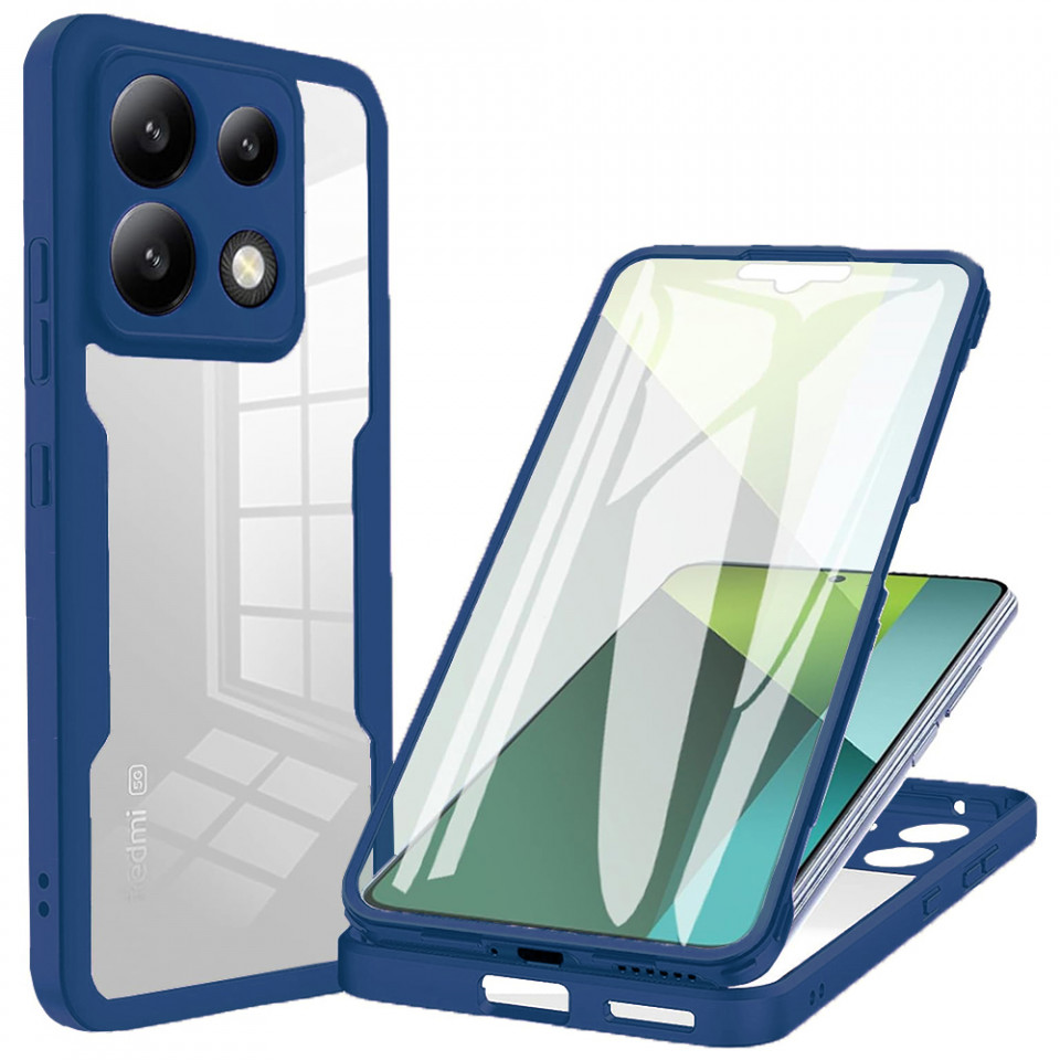 [Pachet 360°] Husa + Folie pentru Xiaomi Redmi Note 13 Pro 5G / Poco X6, SKDR ColorShield 360° - Albastru
