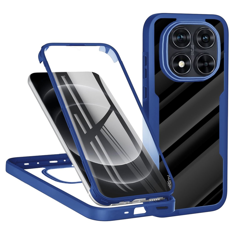 [Pachet 360°] Husa + Folie pentru Xiaomi Redmi Note 14 Pro+ / Redmi Note 14 Pro / Poco X7, SKDR ColorShield 360° - Albastru