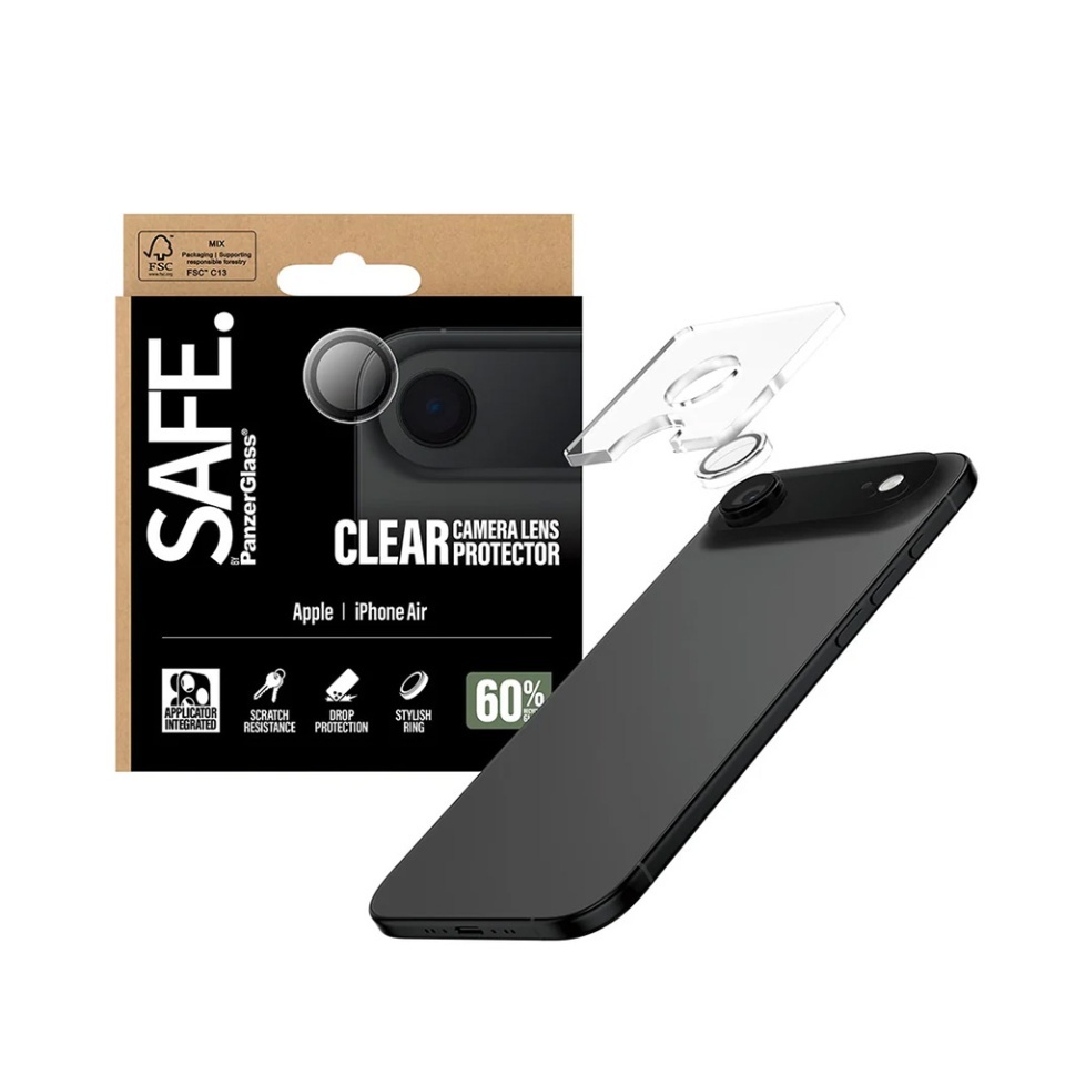 Protectie Camera pentru iPhone 17 Air, SAFE. PanzerGlass®, cu Separare Optica, Sticla Securizata, Anti-Zgarieturi si Anti-Reflexie, Transparent - 3 | YEO