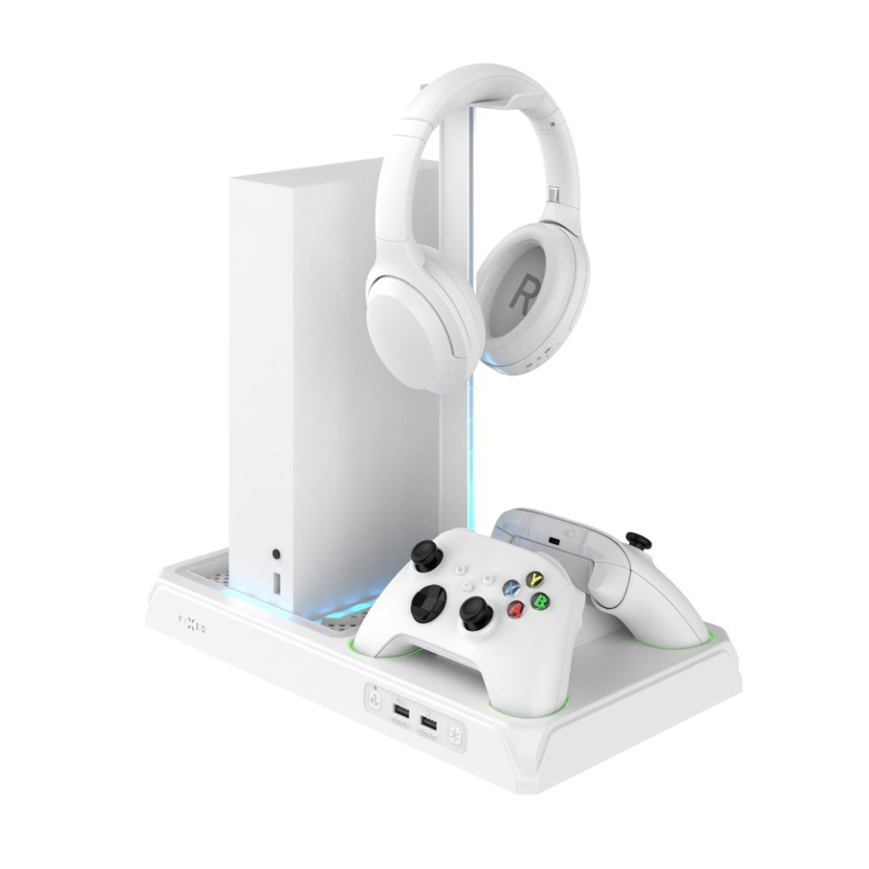 Stand Multifunctional Xbox FIXED FIXXB-MCS-BK, Suport Consola Series X/S, Incarcare 2 Controllere, 12 Jocuri, LED RGB, USB, [Culoare necunoscută]
