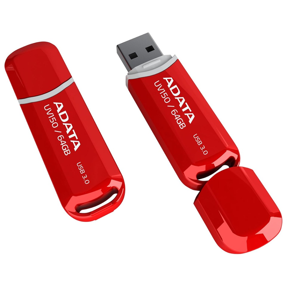 Stick USB ADATA AUV150-RRD, 64G, USB 3.2, Carcasa Metalica, Rosu - 2 | YEO