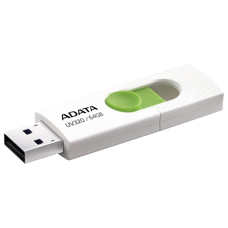Stick USB ADATA UV320, 64G, USB 3.1, Design Glisant, Alb/Verde - 1 | YEO