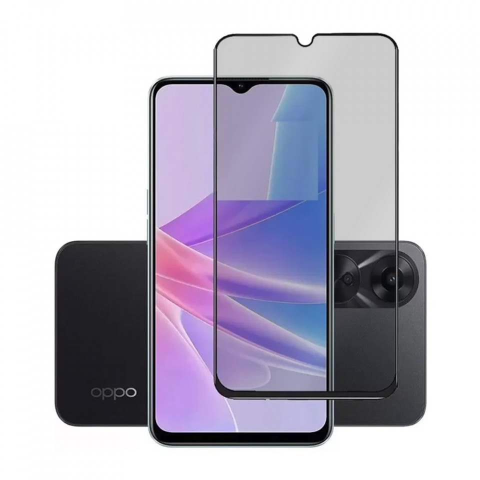 Sticla pentru Oppo A38 / A18, Anti-spy Ultra HD, Protectie 9H, Montare Simplă, SKYDDAR 111D Privacy - Black Frame