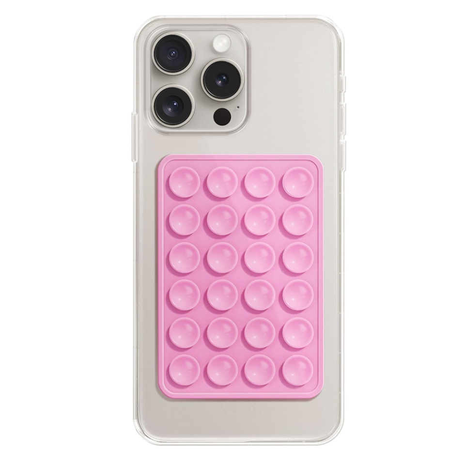 Suport Adeziv Universal pentru Telefon cu Ventuza, Potrivit Pentru Tik-Tok/Selfie/Vizionare Video, din Silicon, 8x5,5cm, SKDR StickIt SO-PAD - Roz deschis
