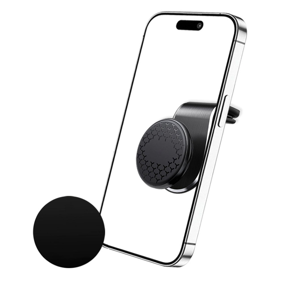 Suport Auto Grila Ventilatie Magnetic, Compatibilitate Universala, SKDR AirGrip (S8), Negru Argintiu, set cu sticker - 3 | YEO
