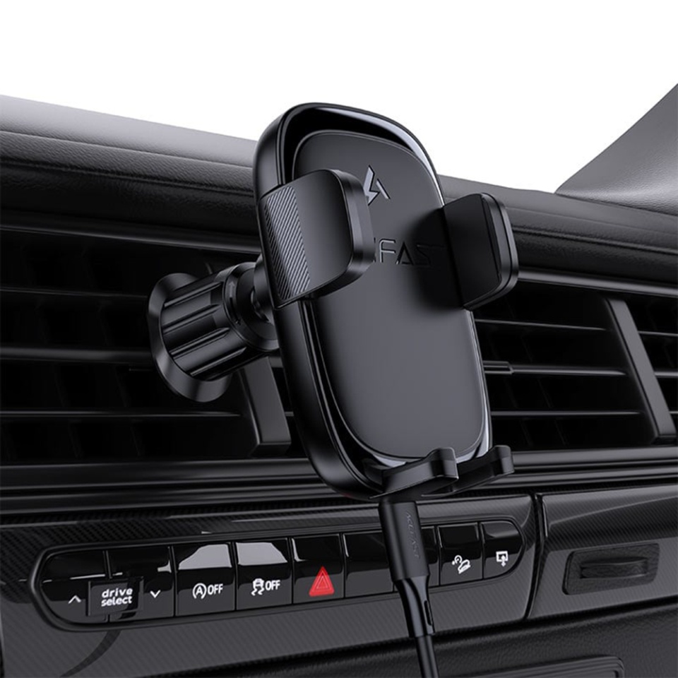 Suport Auto Telefon cu Incarcare Wireless 15W, Magnetic, Montare Grila Ventilatie, Self-Locking, Compatibil 4.7