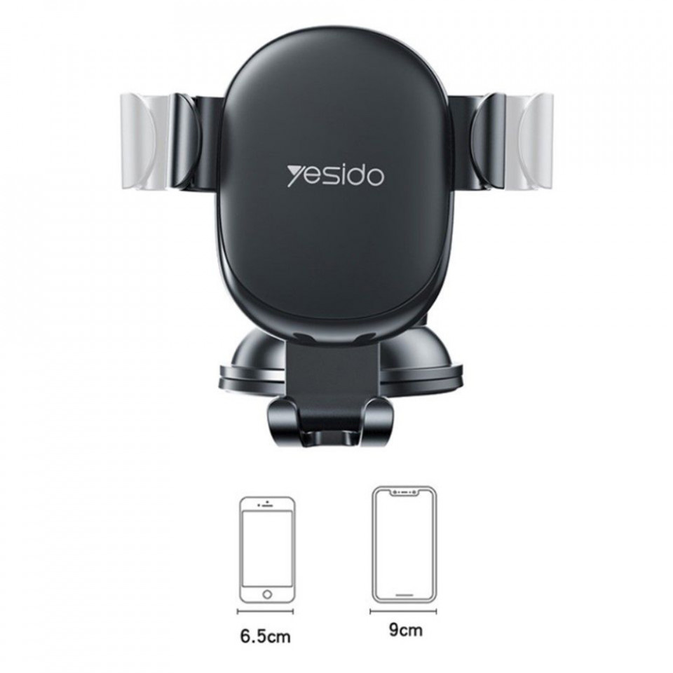 Suport Auto Telefon Parbriz, Bord, Yesido Gravity Grip - Negru - 3 | YEO