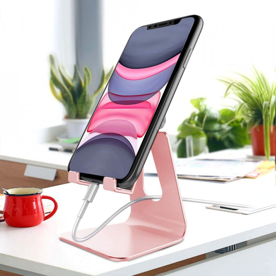 Suport birou din aluminiu pliabil, telefon / tableta, Techsuit (Z4a) - Negru - 1 | YEO