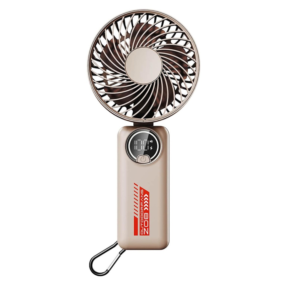 Ventilator Portabil cu Display LED Z8, 3 Viteze, USB-C 2A, 3600mAh, Compact si Usor, Bej