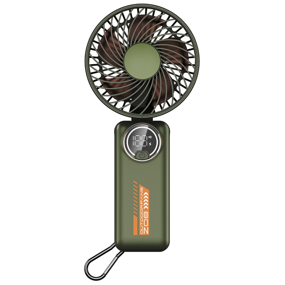 Ventilator Portabil cu Display LED Z8, 3 Viteze, USB-C 2A, 3600mAh, Compact si Usor, Verde
