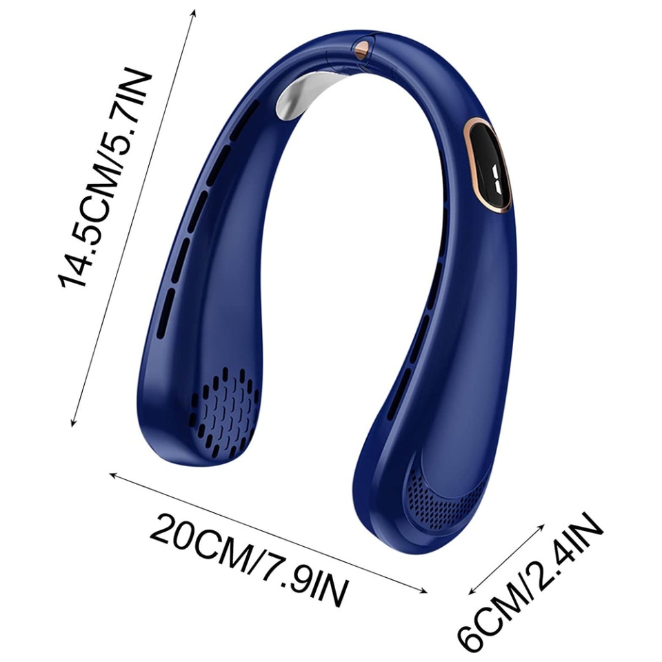 Ventilator Portabil pentru Gat, Ajustabil, 5 Trepte Viteza, Display Digital, USB, SKDR NeckBreeze - Albastru - 1 | YEO