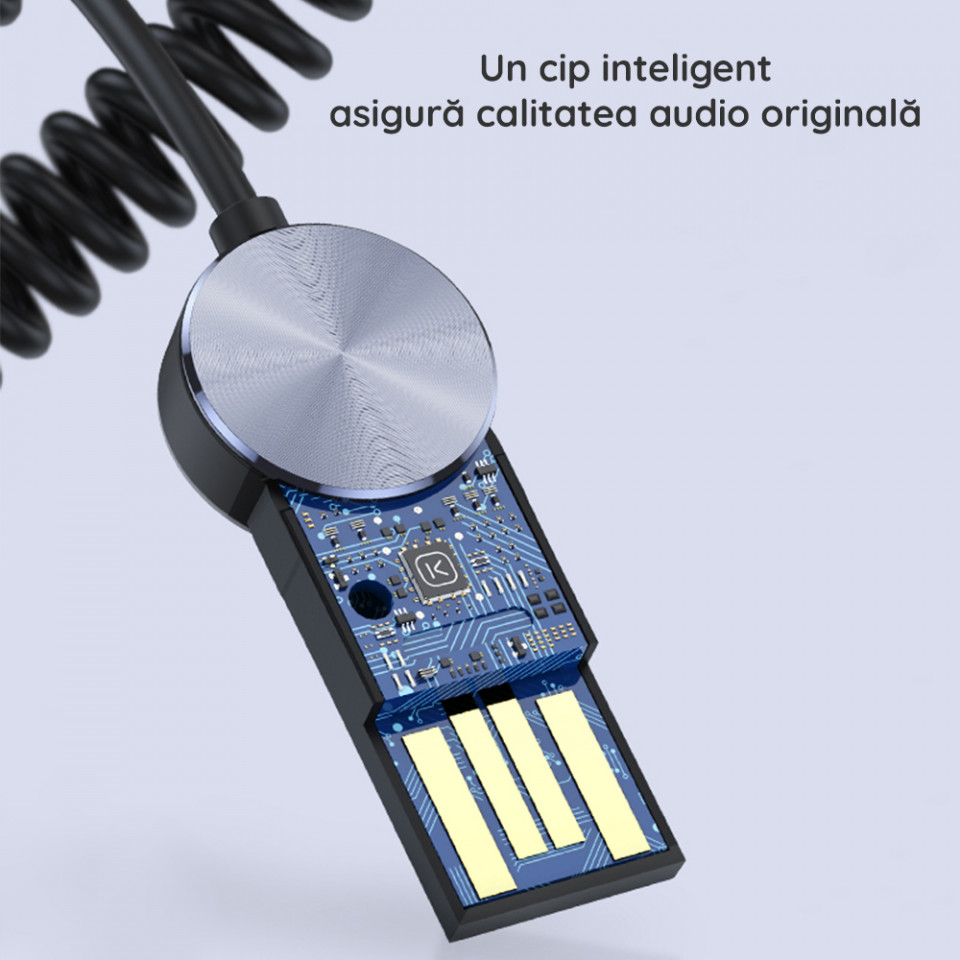 Adaptor Bluetooth Auxiliar Jack, Yesido Wireless Audio - Negru - 5