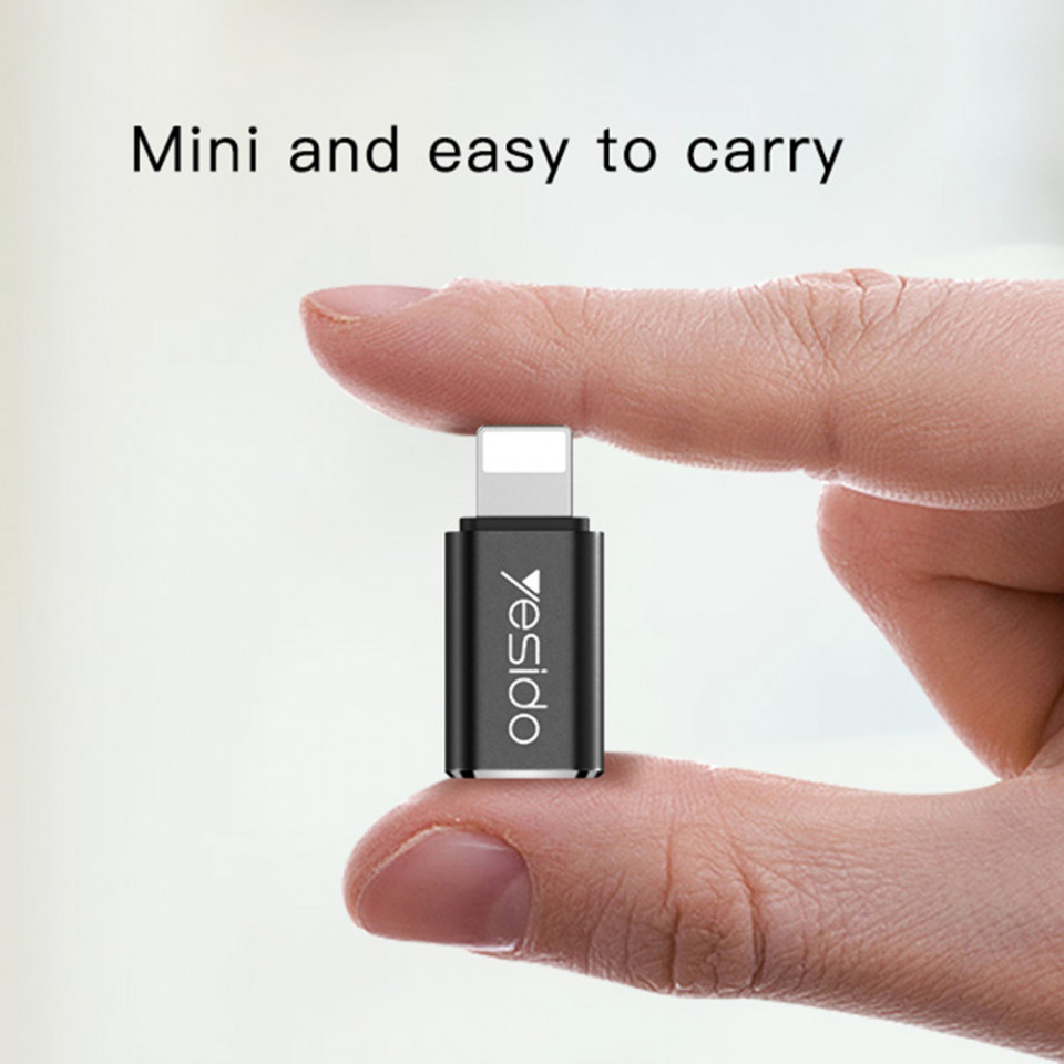 Adaptor Lightning la Type-C, Plug & Play, 480Mbps, Yesido (GS03) - Negru - 2 | YEO