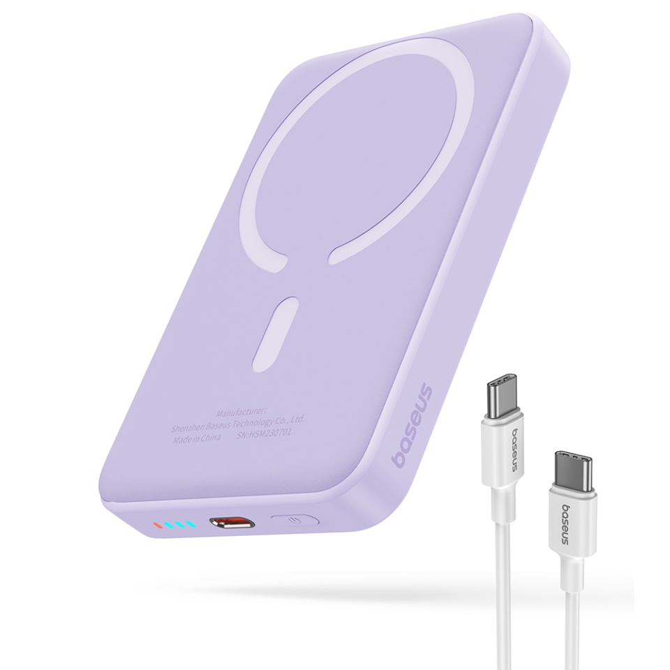 Baterie Externa, Baseus, Magnetica, Incarcare Rapida, MagSafe, USB-C, 10000mAh, 20W, Magnetic Mini, Mov