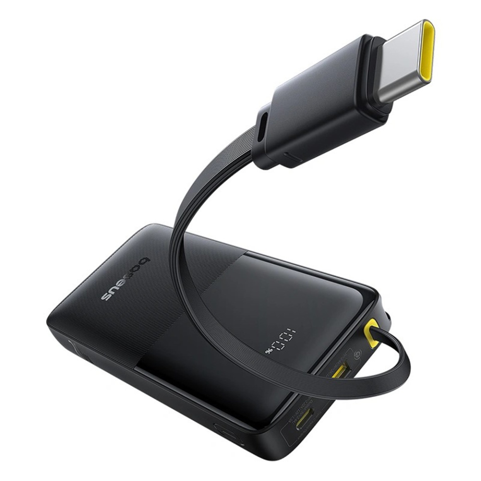 Baterie Externa Bipow 2 Baseus, 20000mAh, cablu USB-C incorporat, 20W, Negru - 1 | YEO