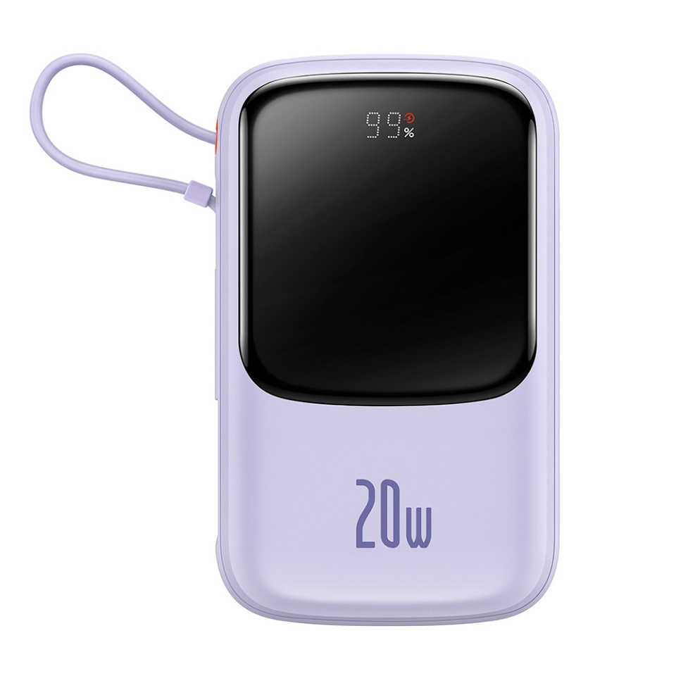 Baterie Externa cu Display Digital, Baseus, Incarcare Rapida, Type-C, USB, 20000mAh, 20W, with Cable USB-C, Lightning, 3A, Qpow Pro, Mov - 2 | YEO