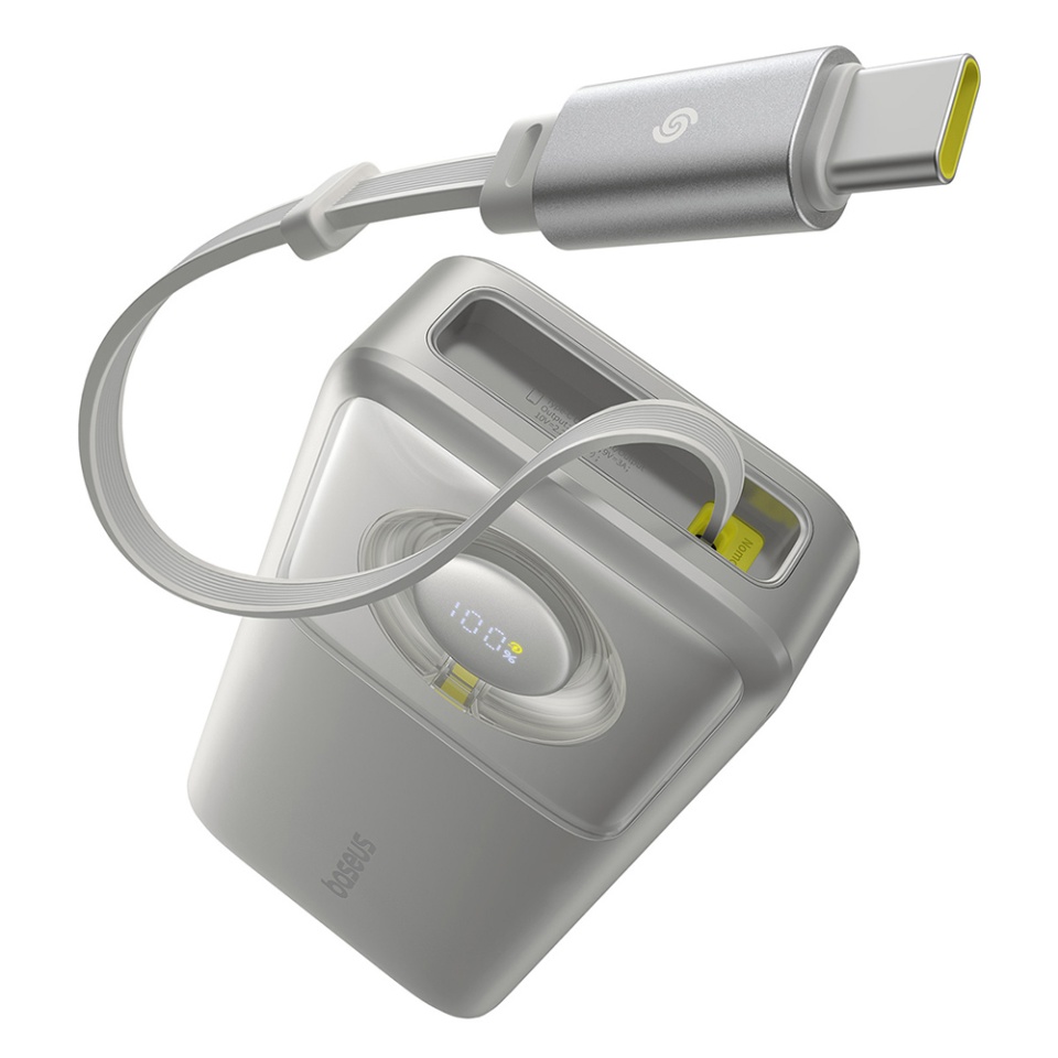 Baterie Externa Free2Pull Baseus, 20000mAh, cablu USB-C retractabil, 65W, 0.7m, Gri - 2 | YEO