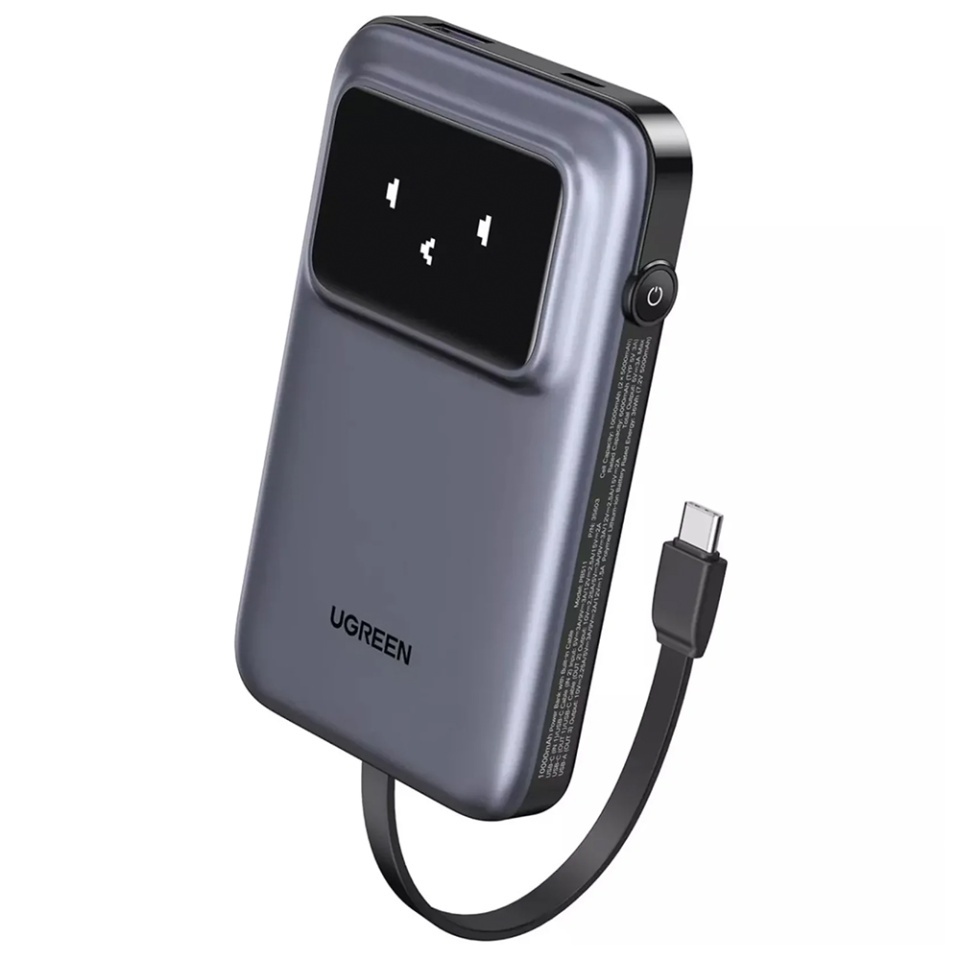 Baterie Externa USB, Type-C cablu, 10.000mAh, 30W, Ugreen Power Bank PB511, Gri
