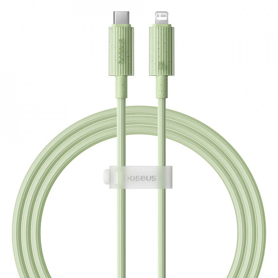 Cablu Type-C to Lightning, Fast Charging, 20W, 480Mbps, 1m - Baseus Habitat Series (P10360201631-00) - Natural Green