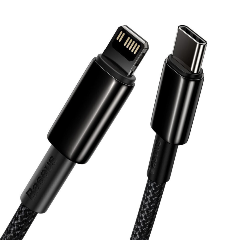 Cablue de Date Type-C la Lightning 20W, Fast Charging, 1m, Baseus Tungsten Gold, Negru - 1 | YEO