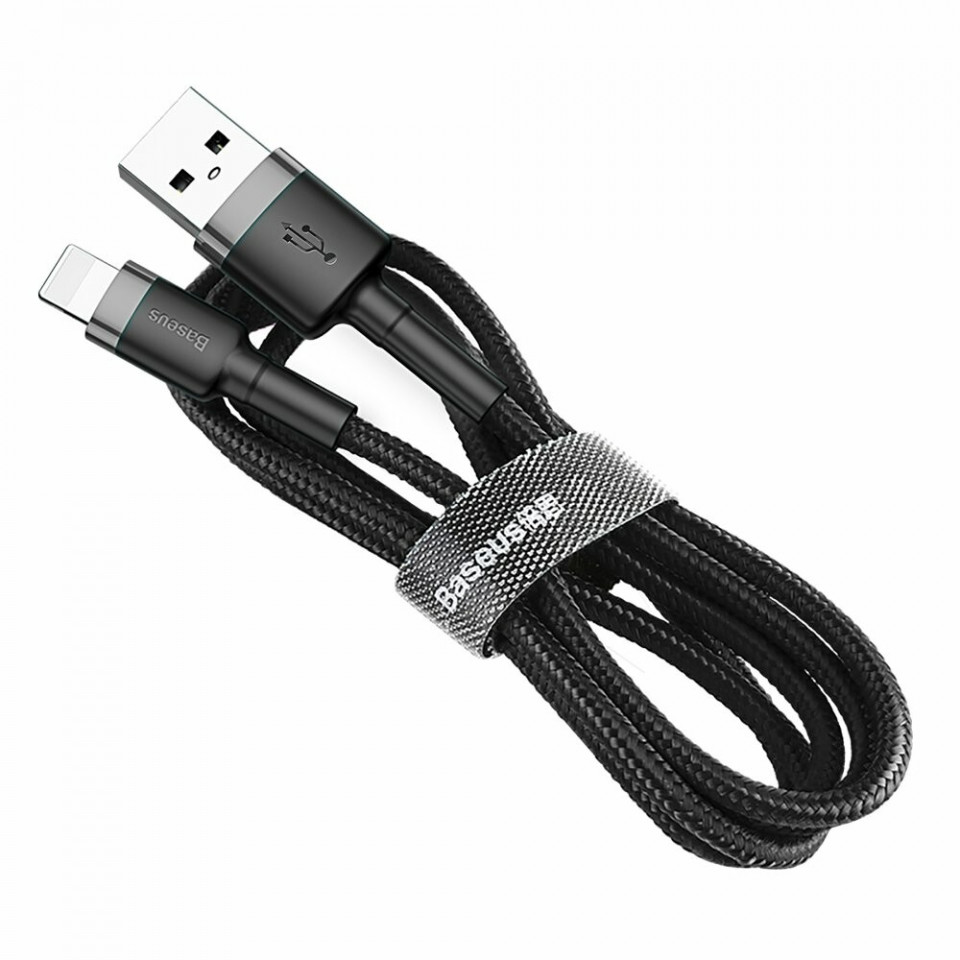 Cablue de date USB la Lightning, 2A, 3m, Cafule Baseus - Gri Negru - 3 | YEO