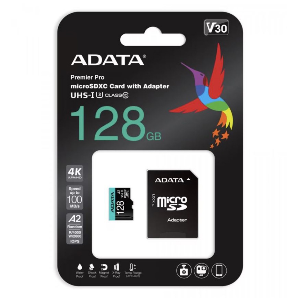 Card de Memorie MicroSDXC, Adapter, Class 10, UHS-I U1, 128GB, Read 100MB/s, Adata, Negru - 3 | YEO