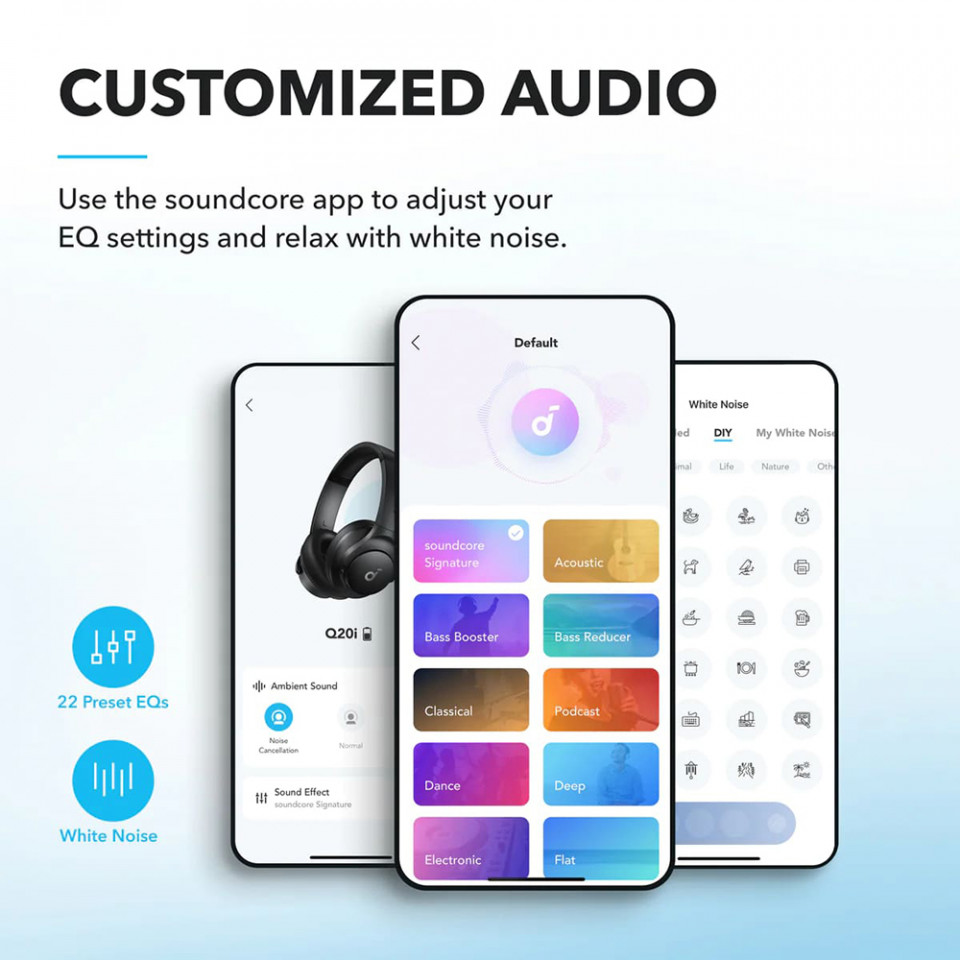 Casti Bluetooth on-ear Hybrid Active Noise Cancelling - Anker (A3004G11) - Black - 1 | YEO