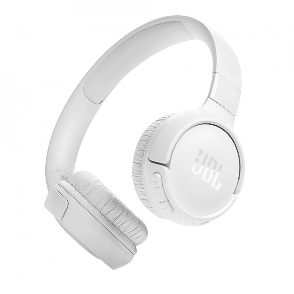 Casti On-Ear wireless, BT 5.3, pliabile, microfon, Siri, Google Assitent, JBL (Tune 520) - Alb