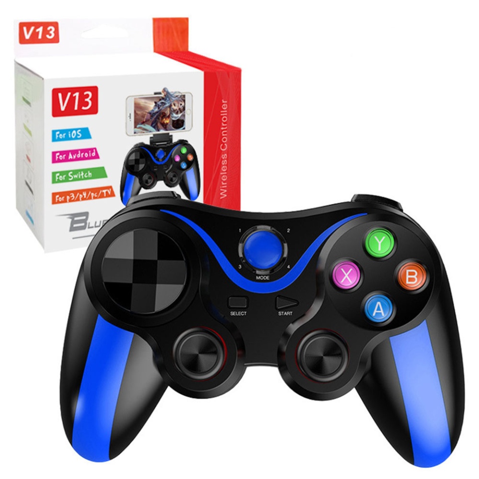 Controller Wireless V13, Compatibil Compatibil telefoane, tablete, TV Box, set cu sticker, Negru;albastru