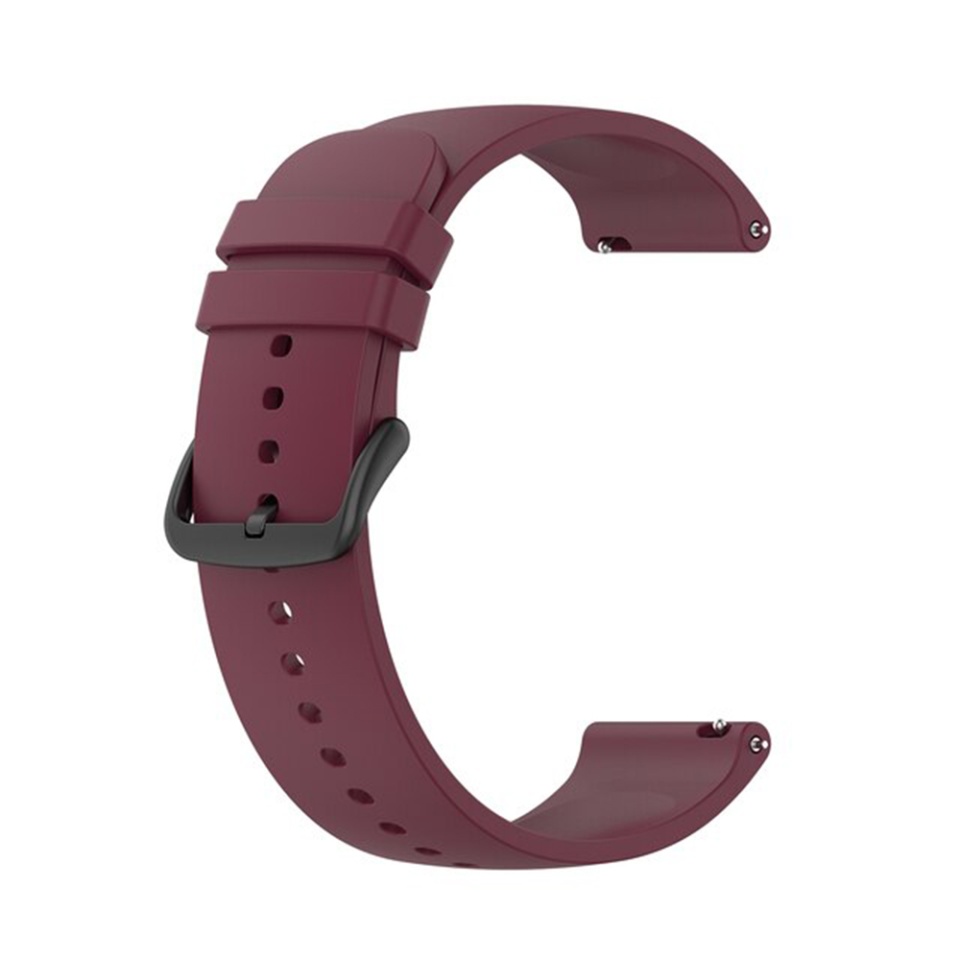 Curea Slicon pentru Samsung Galaxy Watch 4/5/Active 2, Huawei Watch GT 3 /GT 3 Pro, 20mm, Catarama Neagra, SKDR BandPro W001 - Visiniu