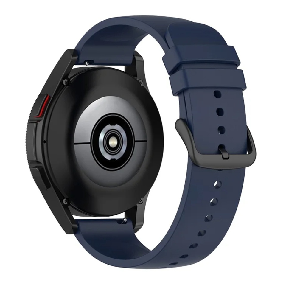Curea Slicon pentru Samsung Galaxy Watch 4/5/Active 2, Huawei Watch GT 3 /GT 3 Pro, 20mm, Catarama Neagra, SKDR BandPro W001 - Bleumarin - 3 | YEO