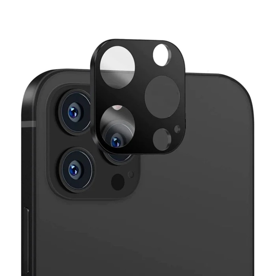 Folie camera pentru iPhone 12 Pro, SKYDDAR INNOVATION, Camera Glass Negru, set cu sticker